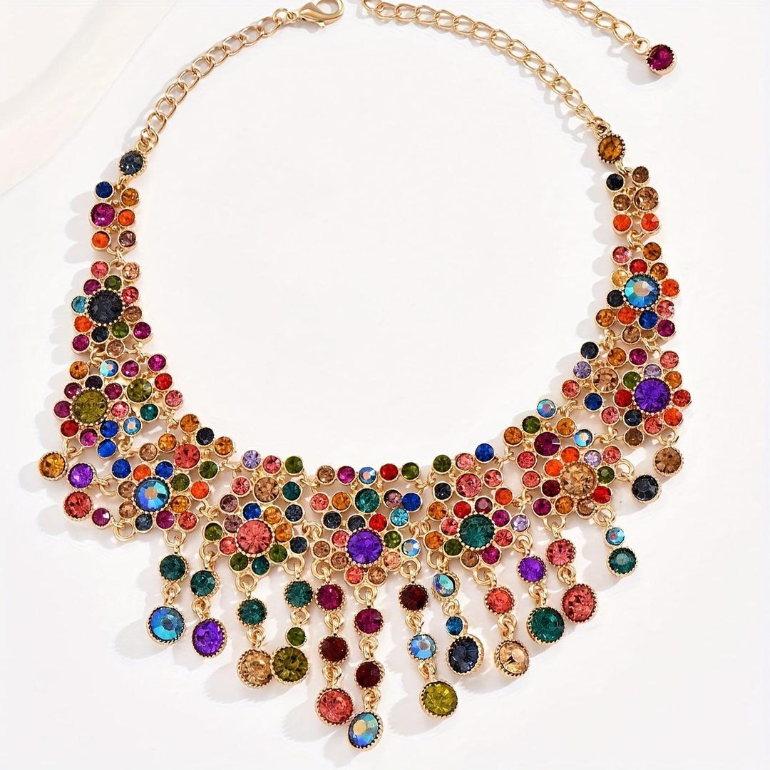 1pc Gorgeous Elegant Colorful Rhinestone Necklace - Bennys Beauty World