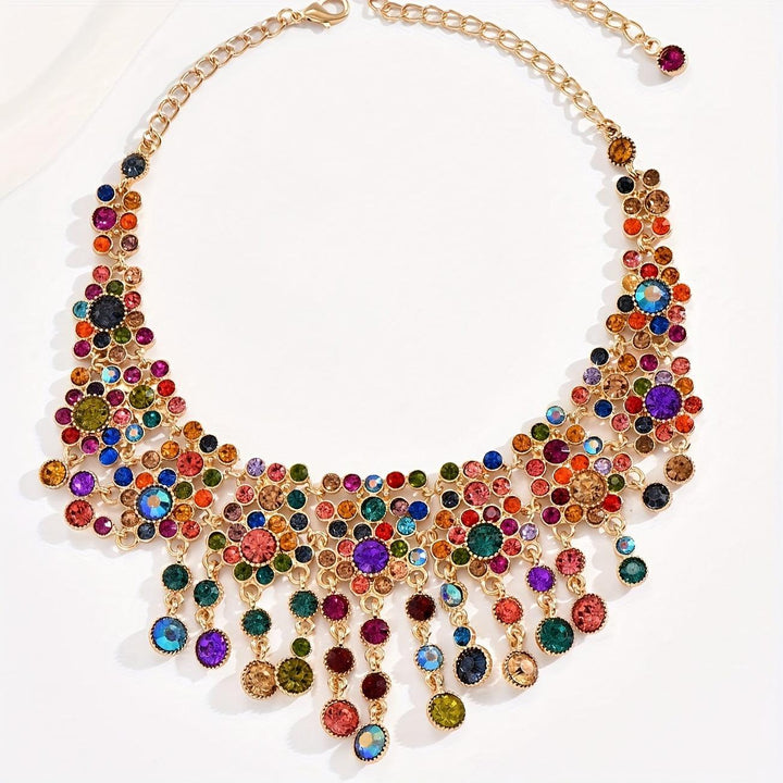 1pc Gorgeous Elegant Colorful Rhinestone Necklace - Bennys Beauty World