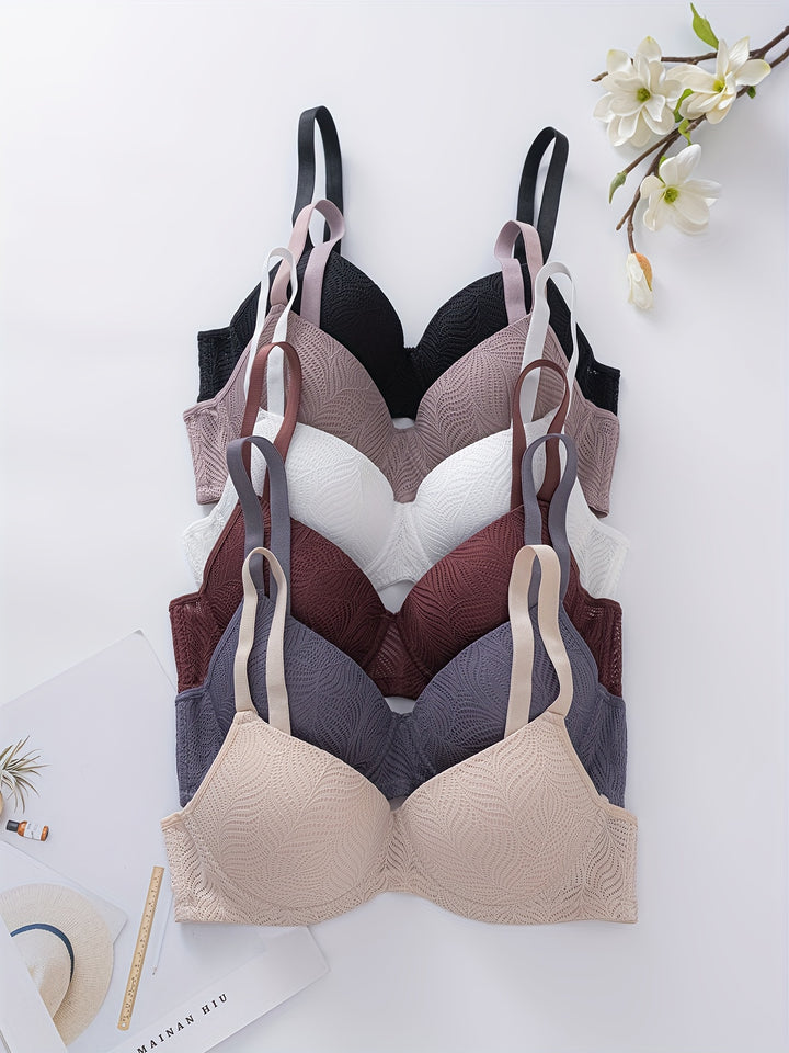 6-Pack Mature Style Solid Color Push Up Bras
