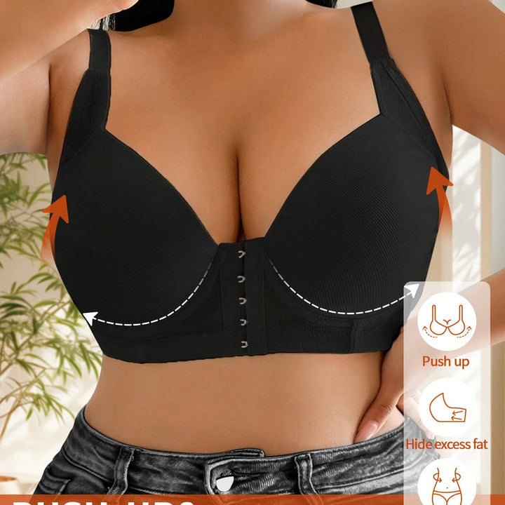 Women's Plus Size Underwire Front Closure Adjustable Bra