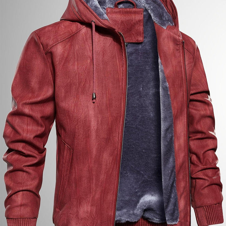 Men's Sherpa Lined PU Leather Jacket