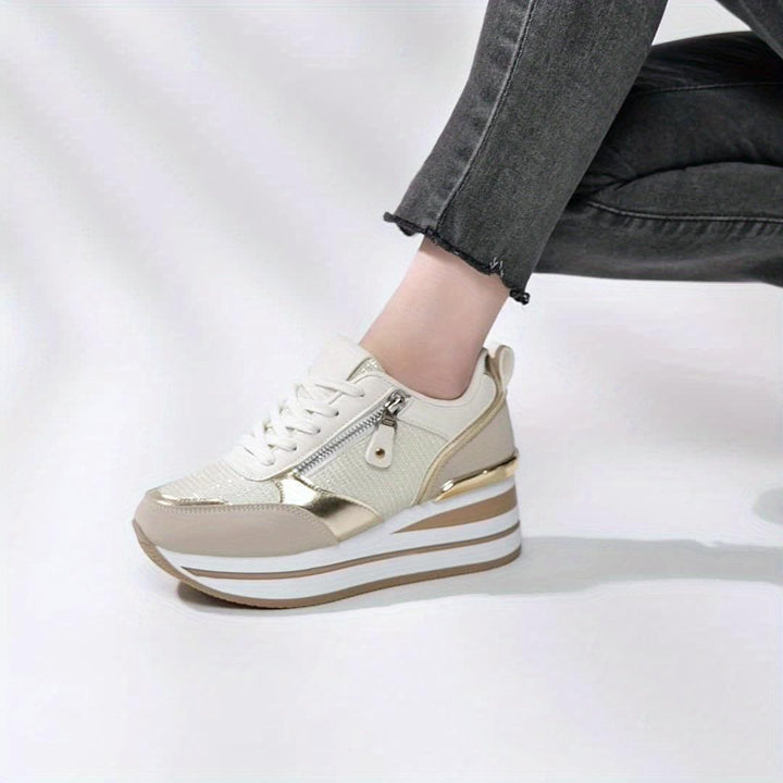 Women's Thick-Soled Elevated Lace-up Sports Shoes