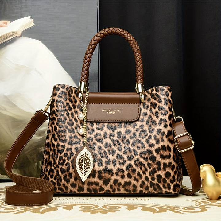 Elegant Vintage Leopard Print Ladies Handbag
