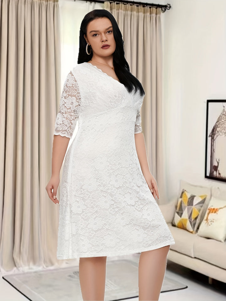 Elegant V-neck Half Sleeve Dress For Party & Banquet