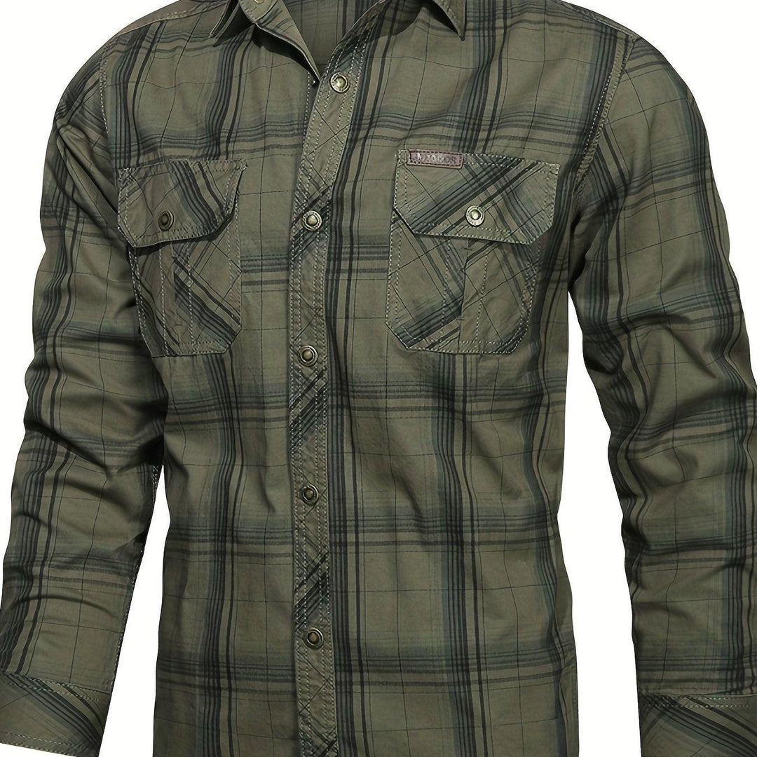 Casual Plaid Long Sleeve Shirt-Bennys Beauty World