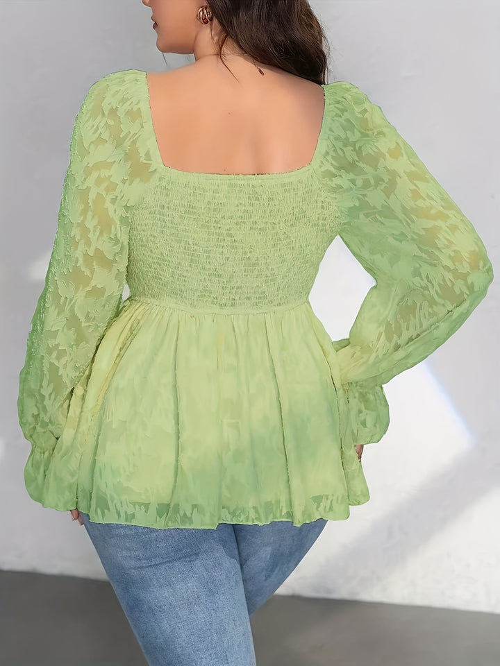 Elegant Long-Sleeve Blouse For Women With Lace Design