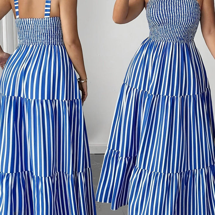 Women's Elegant and Fashionable Blue and White Dress