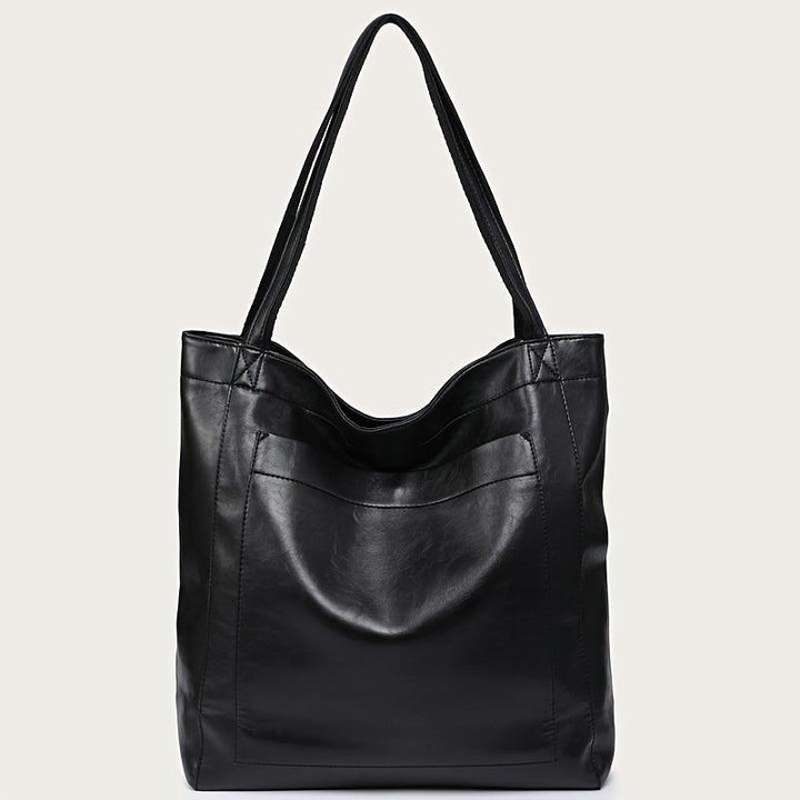 Retro Solid Color Tote Bag, Oil Leather PU Shoulder Bag-socks-Bennys Beauty World