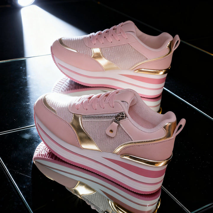 Women's Thick-Soled Elevated Lace-up Sports Shoes