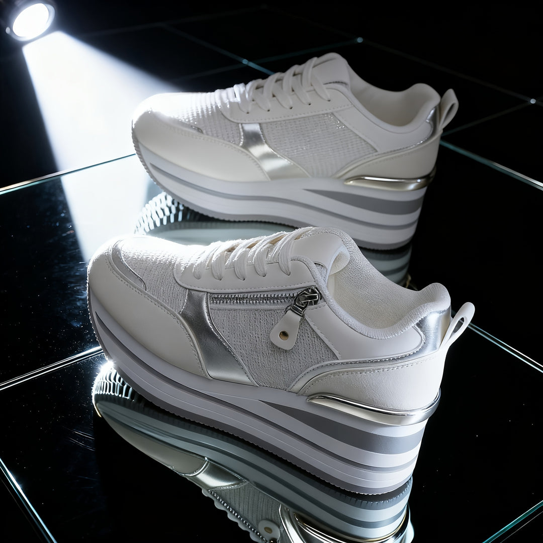 Women's Thick-Soled Elevated Lace-up Sports Shoes