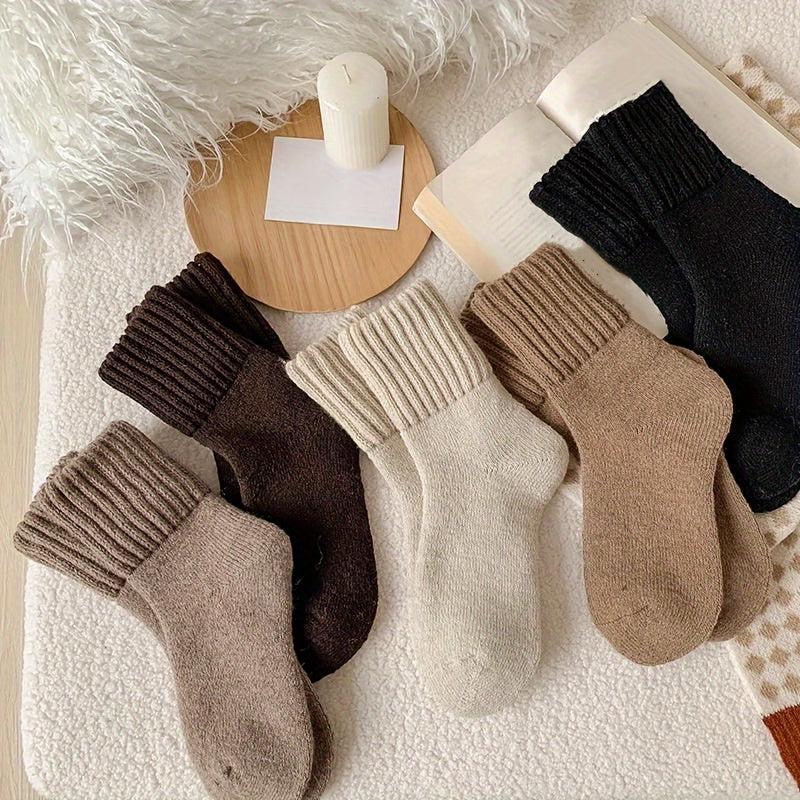 5 Pairs Simple Solid Thickened Socks-T-Shirt-Bennys Beauty World