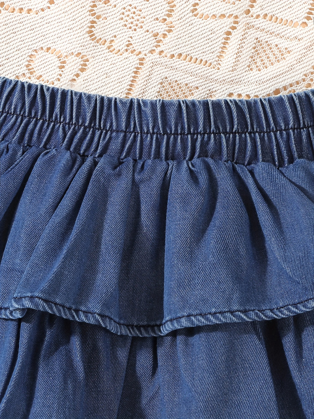 Girls' Summer Denim Skirt with a Cake Design