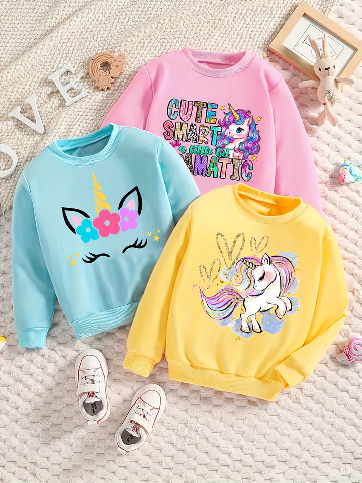 3pcs Girls' Unicorn Sweatshirt Collection