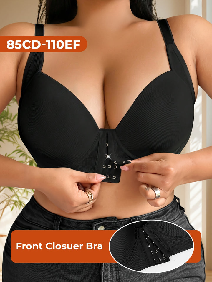 Women's Plus Size Underwire Front Closure Adjustable Bra