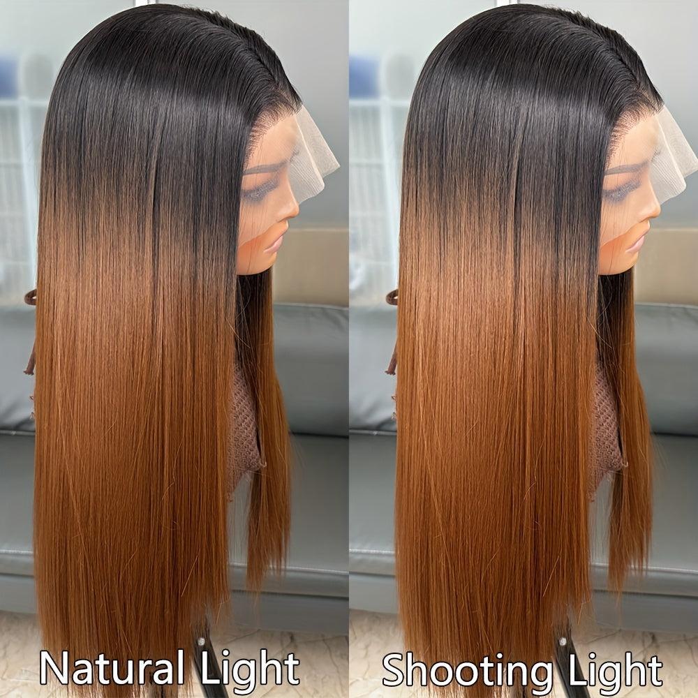 22 Inch Dark Roots Brown Ombre Synthetic Lace Front Wig-Wig-Bennys Beauty World