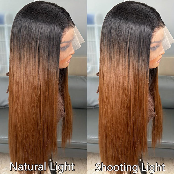 22 Inch Dark Roots Brown Ombre Synthetic Lace Front Wig-Wig-Bennys Beauty World