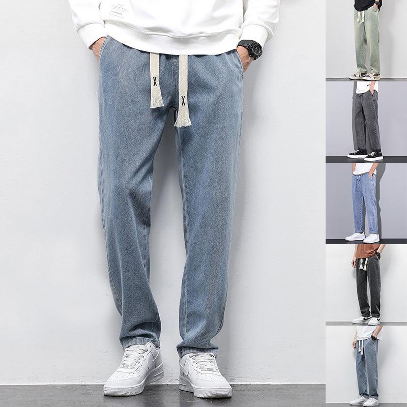 Summer Loose Wide Leg Jeans Pants Men Fashion Drawstring Trousers-pants-Bennys Beauty World