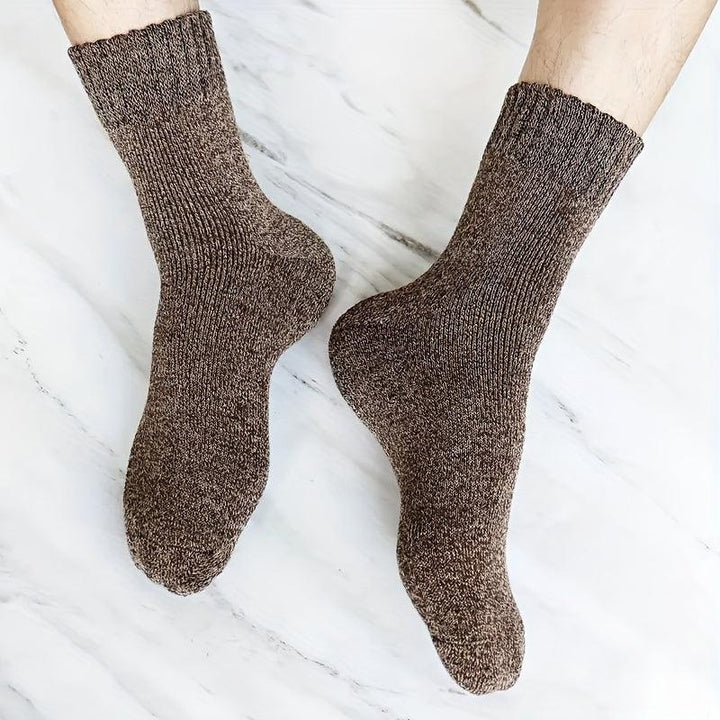 5 Pair Of Men's Trendy Warm Thermal Crew Socks-Bennys Beauty World