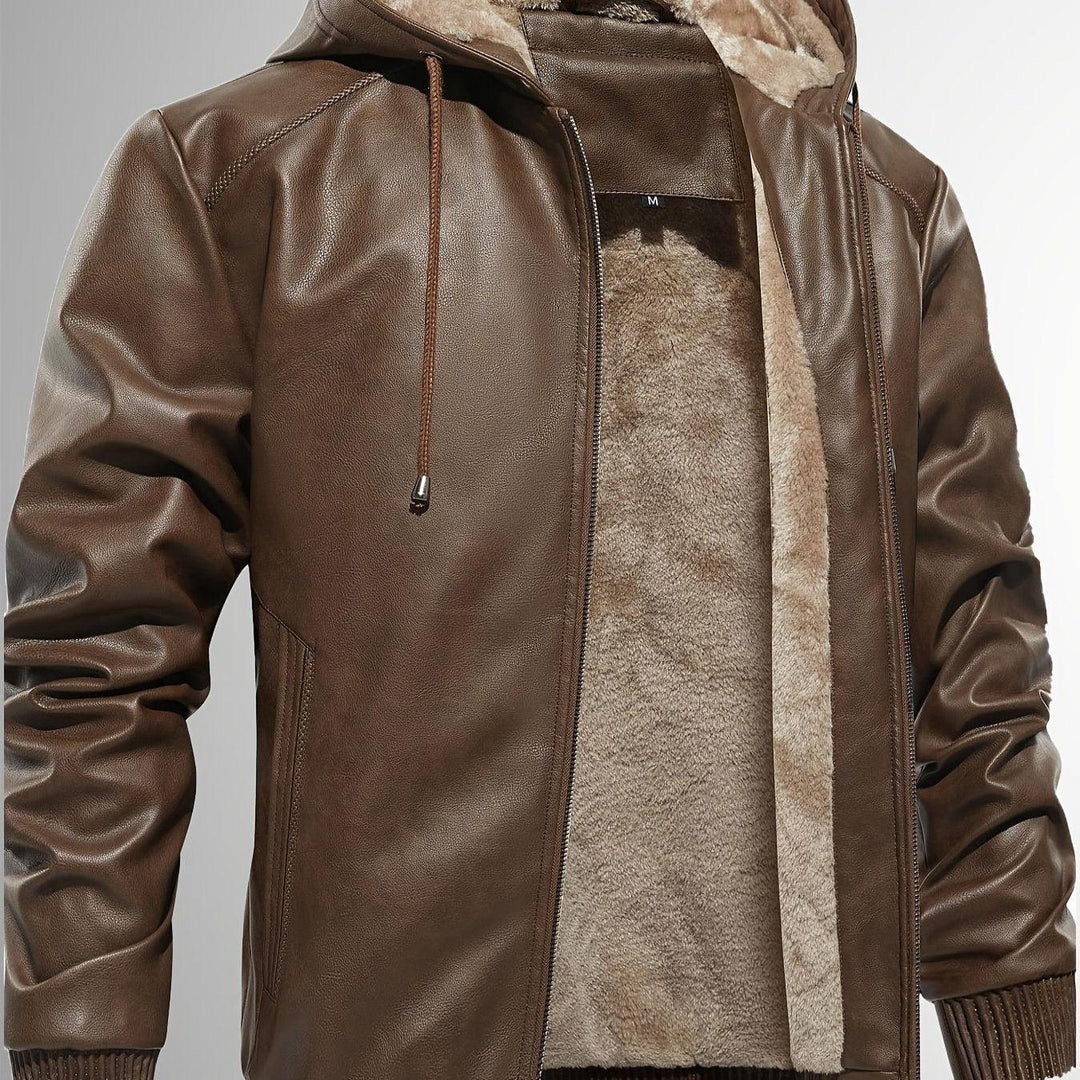Men's Sherpa Lined PU Leather Jacket