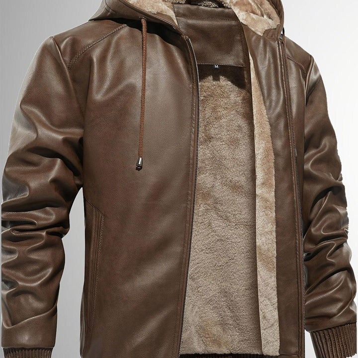 Men's Sherpa Lined PU Leather Jacket
