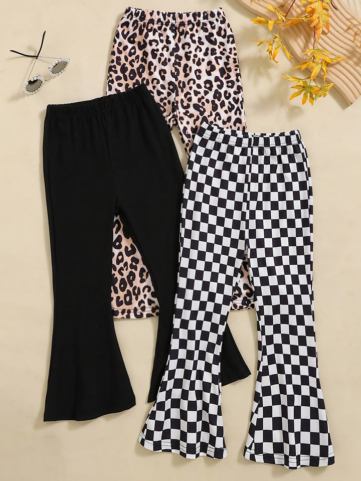 3pcs Girls' Comfortable Flared Pants-pants-Bennys Beauty World