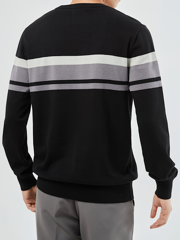 Men's Striped Knitted Pullover Sweater-Sweater-Bennys Beauty World