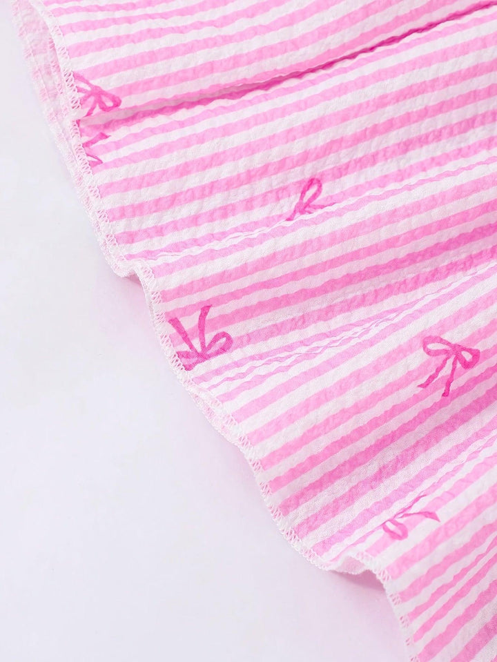 Girls' Novelty Striped Bow-Tie Top and Straight-Leg Pants