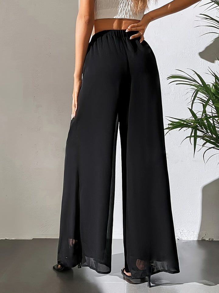 Chic Solid Color High Waist Wide Leg Trousers for Effortless Spring & Summer Style-Bennys Beauty World