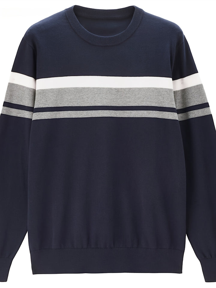 Men's Striped Knitted Pullover Sweater-Sweater-Bennys Beauty World