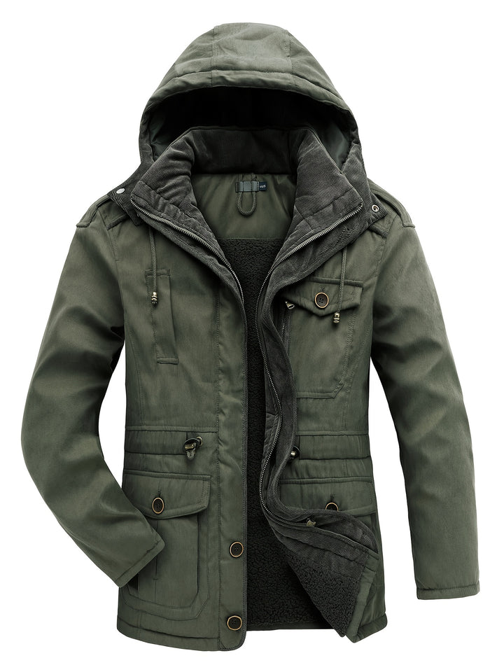 Men's Warm Thick Hooded Winter Cargo Jacket-Jacket-Bennys Beauty World