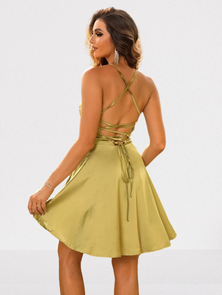 Strapless Satin Mini Dress-Bennys Beauty World