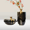 Ceramic black and gold vase-Vase-Arlik interiors