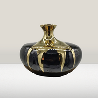 Ceramic black and gold vase-Vase-Arlik interiors