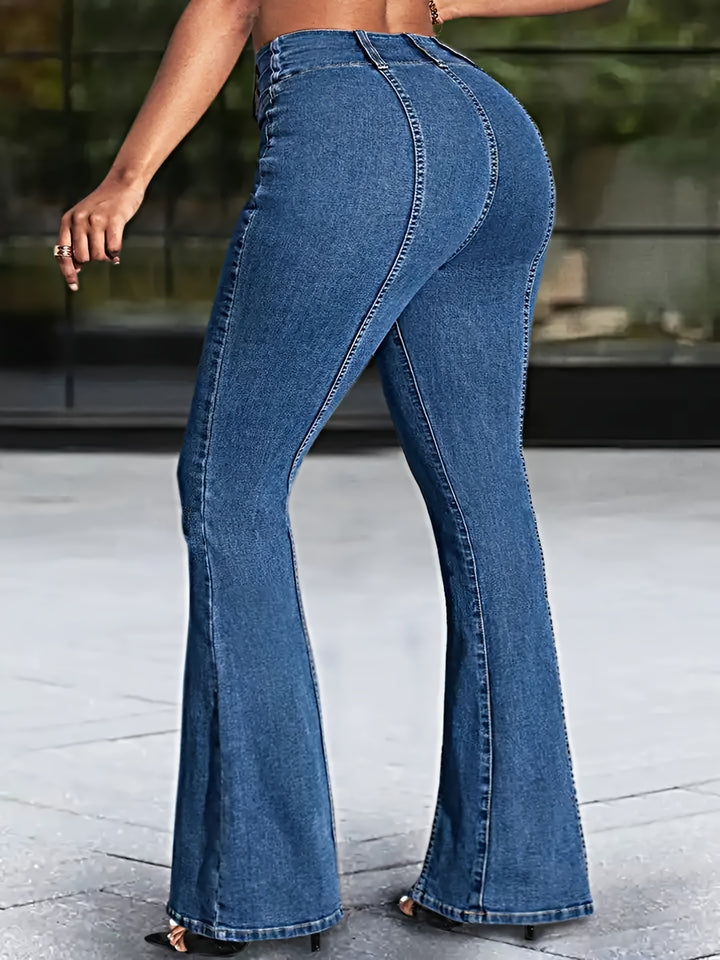 Chic Mid-Rise Flare Jeans for Women - Comfortable Stretch Denim Pants-Pants-Bennys Beauty World