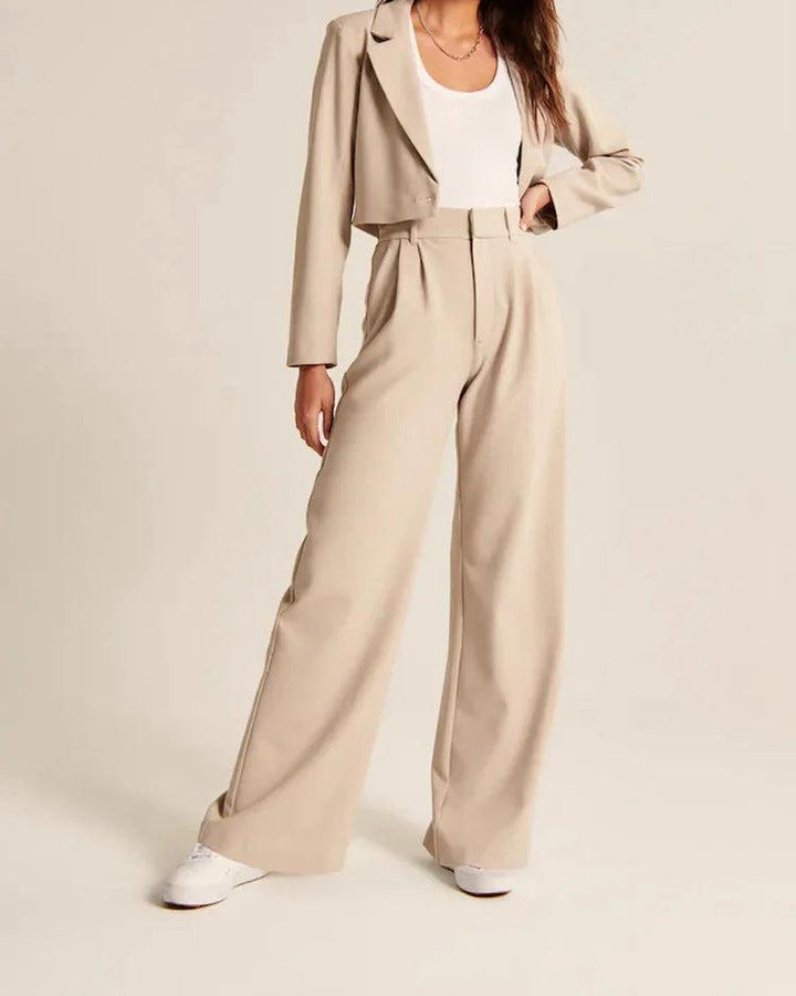 High Waist Straight Trousers With Pockets Wide Leg Casual Pants For Women-dress-Bennys Beauty World