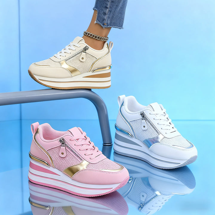 Women's Thick-Soled Elevated Lace-up Sports Shoes