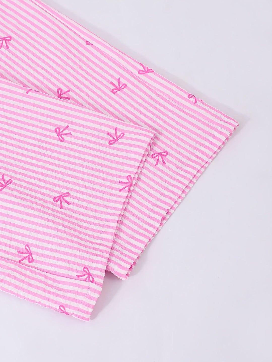 Girls' Novelty Striped Bow-Tie Top and Straight-Leg Pants