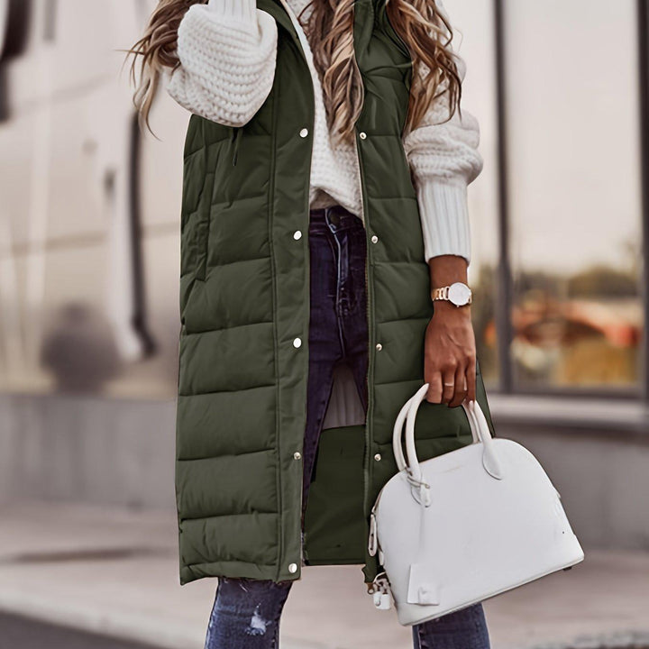 Chic Sleeveless Hooded Coat Warm Button-Front Coats-Coats & Jackets-Bennys Beauty World