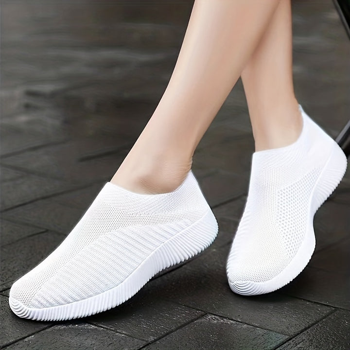 Lightweight Women's Slip-On Sneakers  Solid Color Casual Shoes