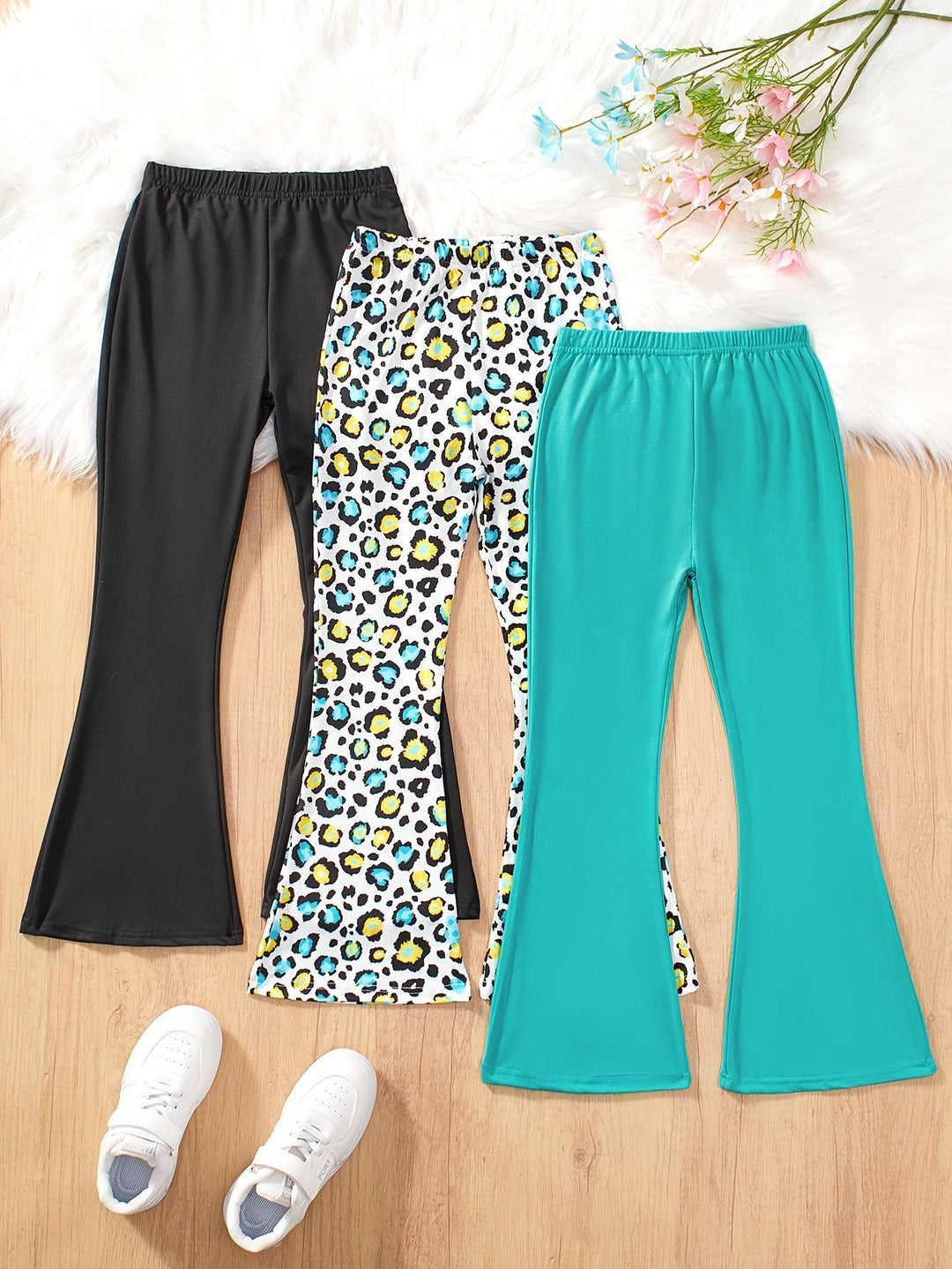 3pcs Girls' Comfortable Flared Pants-pants-Bennys Beauty World