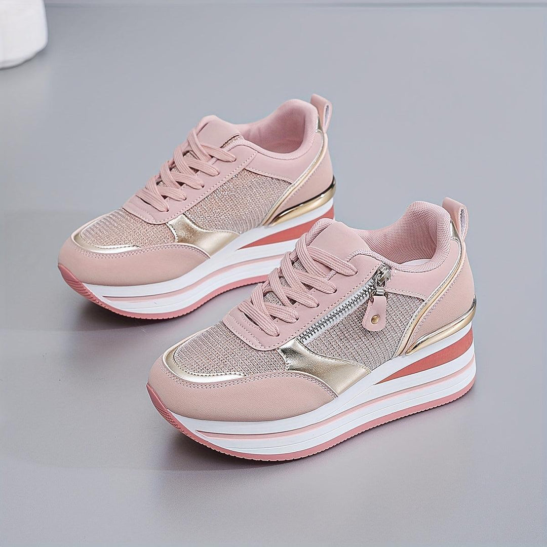 Women's Thick-Soled Elevated Lace-up Sports Shoes
