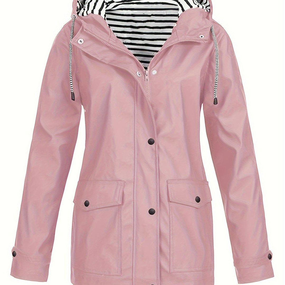 Cozy Lined Striped Zip Up Hooded Jacket-Jacket-Bennys Beauty World