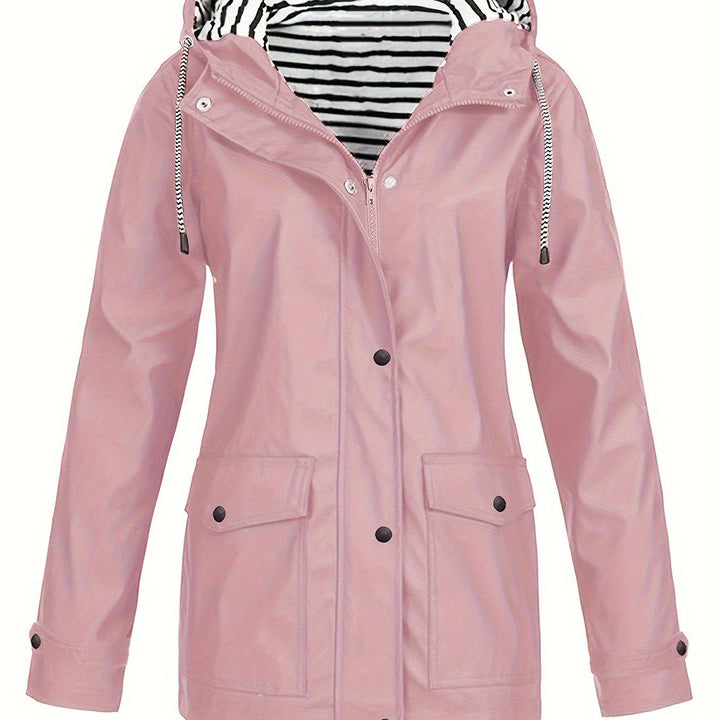 Cozy Lined Striped Zip Up Hooded Jacket-Jacket-Bennys Beauty World