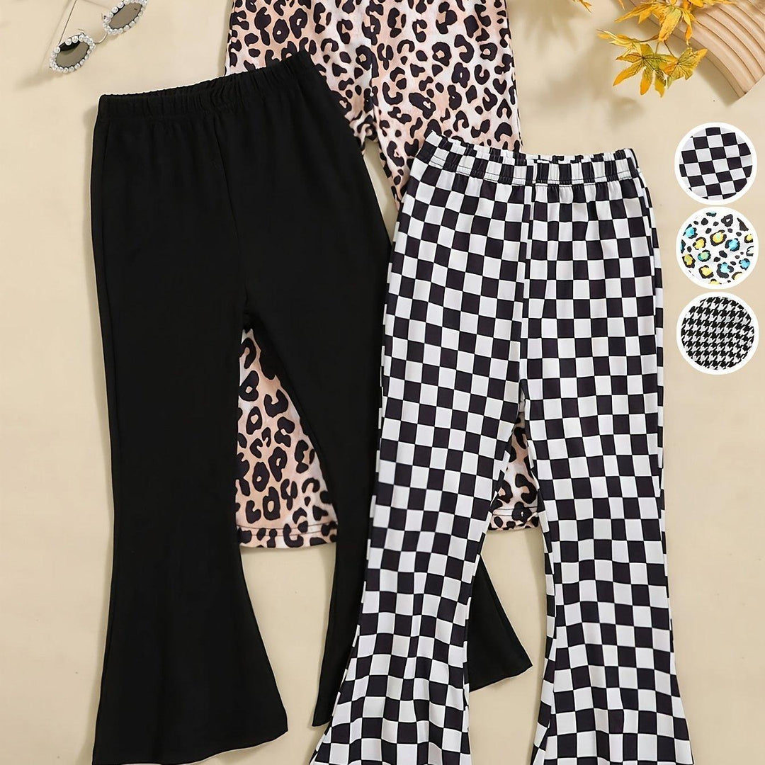 3pcs Girls' Comfortable Flared Pants-pants-Bennys Beauty World