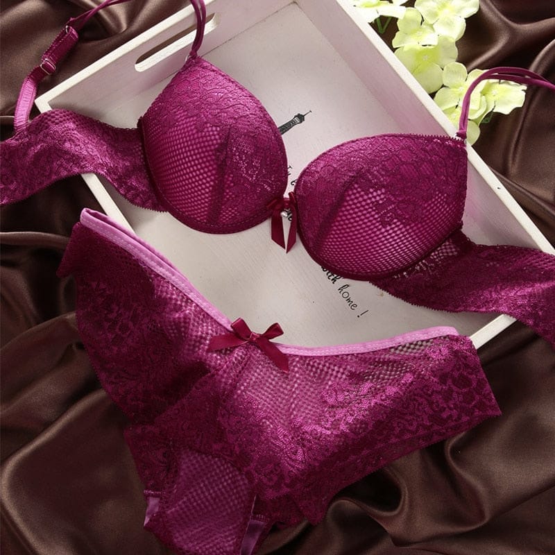 New sexy lace push up bra set 1/2 half cup brassiere – Bennys Beauty World
