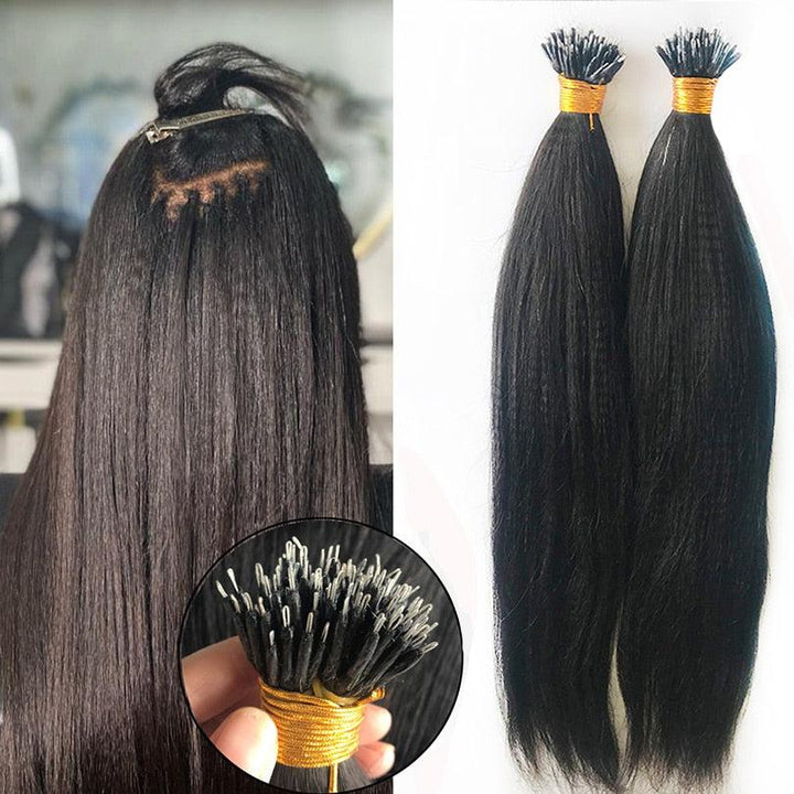 Natural Human Hair Extensions Yaki Straight Peruvian Remy Hair 100 Strands-hair-Bennys Beauty World