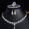 Zirconia Leaf Necklace Earrings Rings Bracelets Set for Women-necklace-Bennys Beauty World