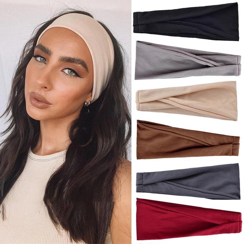 Women Solid Color Elastic Hair Bands Yoga Headband-headband-Bennys Beauty World