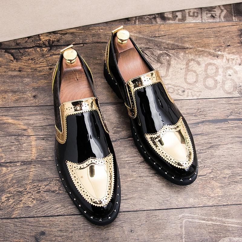 Gold Color Leather Shoes For Men-Shoe-Bennys Beauty World